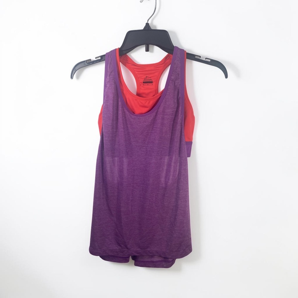 Nike Dri-FIT 2-in-1 Training Tank Top Purple Red Orange Racerback Size M